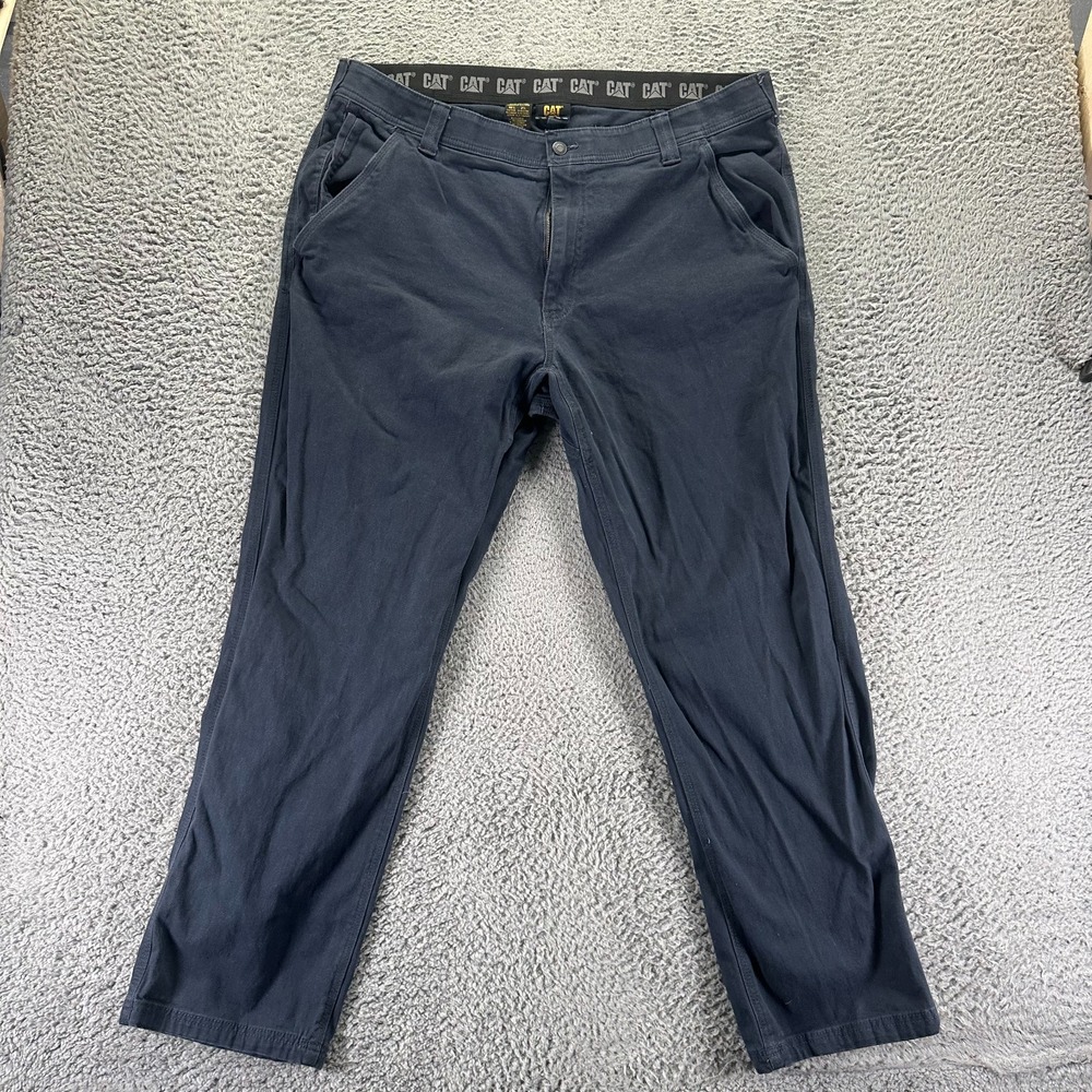 Caterpillar Pant Mens 40x32 Blue Cotton Khakis Straight Workwear Utility Stretch